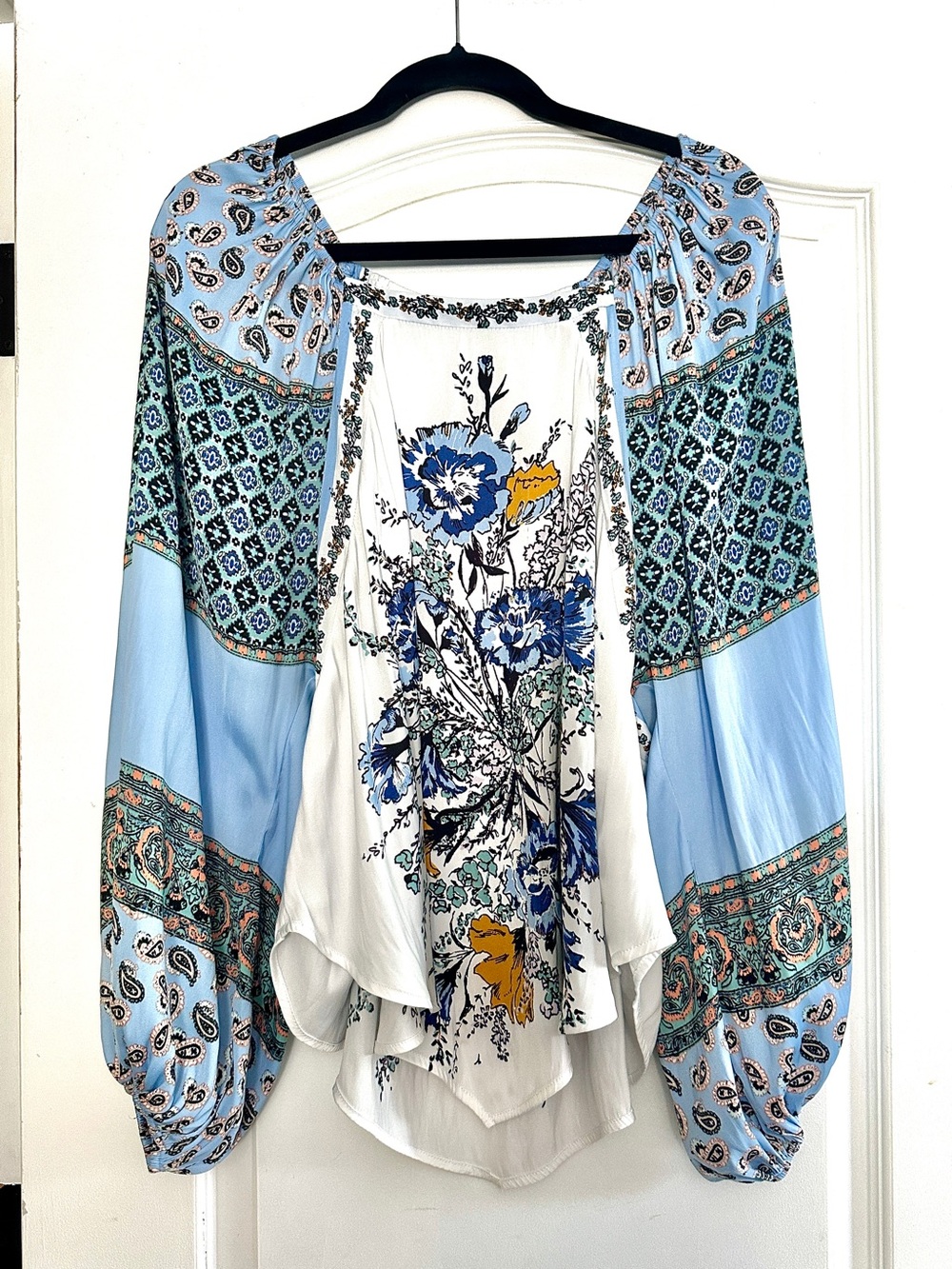 Free People Boho Floral Long Sleeve Top - Size